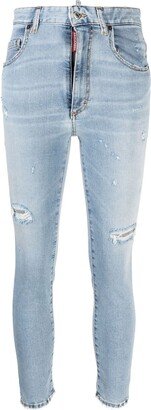 Logo-Tag Distressed Skinny Jeans