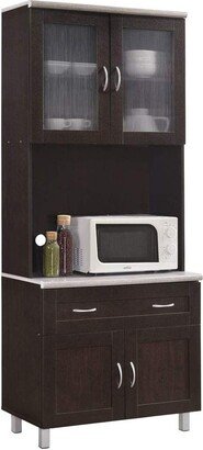 Hodedah Import Hodedah Dining Room China Dinnerware Microwave Storage Cabinet, Chocolate - 108