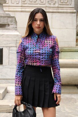 Women's Multicolor Print Cut Out Crop Shirt by @yayisvc