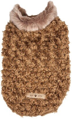 LUXE 'Gilded Rawflled' Gold Fleck Designer Faux Fur Dog Coat