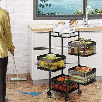 4-Tier Kitchen Bakers Rack Storage Cart Shelf with Wheels