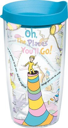 Dr. Seuss Oh the Places You'll Go Made in USA Double Walled Insulated Tumbler Travel Cup Keeps Drinks Cold & Hot, 16oz, Classic