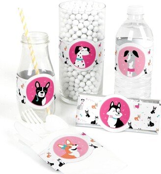 Big Dot Of Happiness Pawty Like a Puppy Girl Dog Party Diy Wrapper Favors & Decor - Set of 15