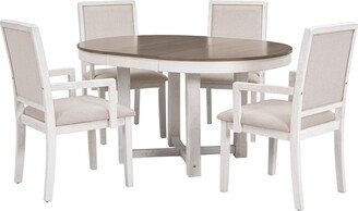 TOSWIN Extendable 5-Piece Wood Dining Table Set with Upholstered Chairs