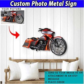 Motorcycle Personalized Photo Metal Sign, Unique Gift For Bikers, Biker Husband, Dad, Grandpas Present, Decor | Onl