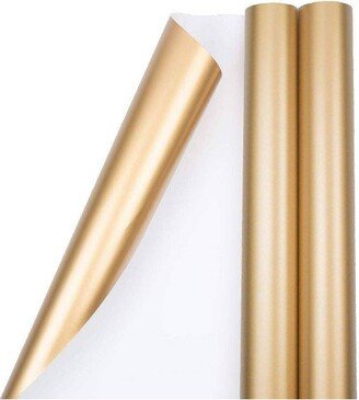 JAM Paper & Envelope JAM PAPER Gold Matte Gift Wrapping Paper Rolls - 2 packs of 25 Sq. Ft.