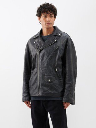 Liker Distressed-leather Biker Jacket