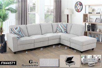 LifeStyle Furniture 6-Pieces Flexibly Combinable Sectional Set Light Grey