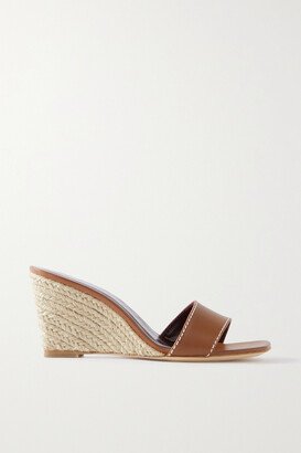 Billie Leather Espadrilles Wedge Mules - Brown