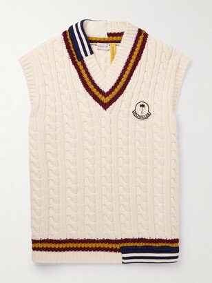 Palm Angels Logo-Appliquéd Cable-Knit Wool Sweater Vest