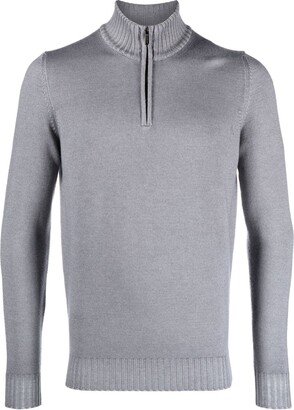 Zip-Front High Neck Jumper-AA