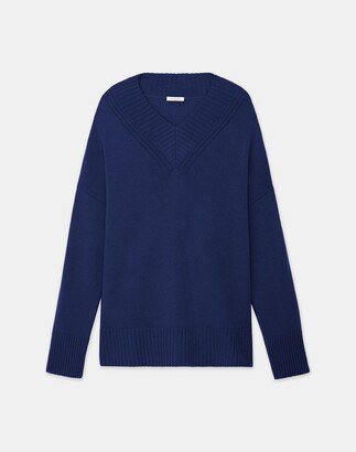 Petite Cashmere Ribbed V Neck Sweater