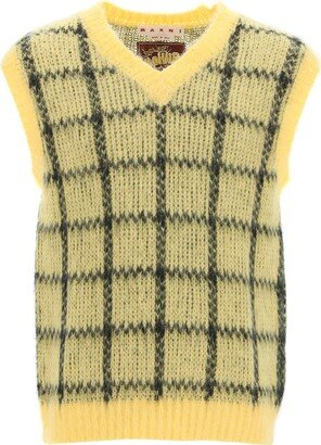 Brushed-mohair vest with check motif