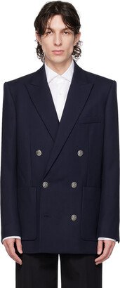 Navy Double-Breasted Blazer-AC