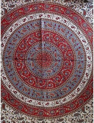 Handmade 100% Cotton Paisley Mandala Tapestry Tablecloth Spread 64x90 & 85x90 inches Twin Full