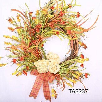 Fall Wreath, Front Door Wreath For Fall, Autumn Thanksgiving Berry Peony