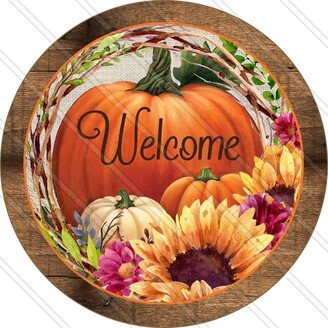 Welcome Fall Sign - Pumpkin Autumn Wreath Metal