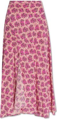 Sakura Motif Printed Midi Skirt