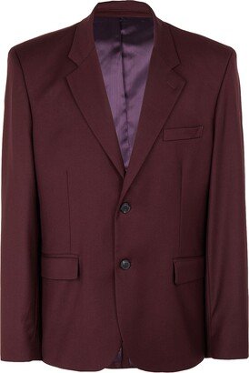 Relaxed Fit Single-breasted Blazer Suit Jacket Burgundy