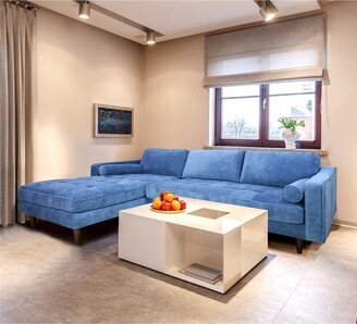 BESTCOSTY Denim Blue Polyester Fabric Sectional Sofa