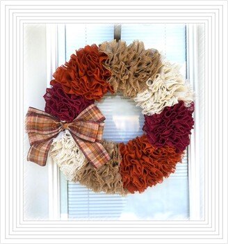 Fall Wreath - Burnt Orange Wreath Decor Seasonal Autumn Housewarmings Gift