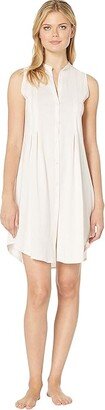 Cotton Deluxe Button Front Tank Nightgown (Crystal Pink) Women's Pajama