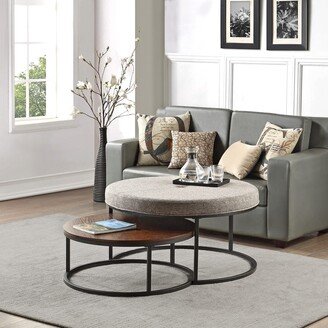 FirsTime & Co. Gray and Brown Corbett Nesting Ottoman and Coffee Table 2-Piece Set for Living Room