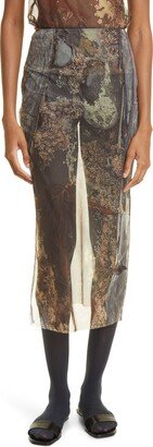 ELLISS Rock Pool Print Sheer Mesh Midi Skirt