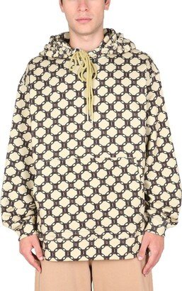 Geometric Printed Drawstring Hoodie