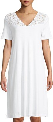 Short-Sleeve Lace-Trim Nightdress-AA