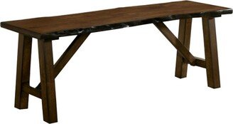 Wooden Dining Bench with Live Edge Design in Walnut