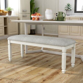 Timm Antique White 45-inch Padded Fabric Dining Bench