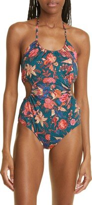 Mabel Print Ruched Cutout One-Piece Swimsuit