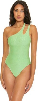 Glimmer Violet Asymmetrical One-Piece (Sea Foam) Women's Swimsuits One Piece