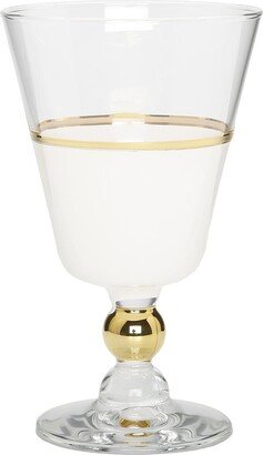 Alice Pazkus Set Of 6 White Water Glasses With Gold Trim-AA