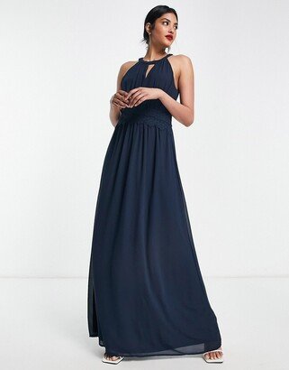 Bridesmaid halterneck maxi dress in navy