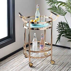 Sienna Gold 2 Tier Round Bar Cart