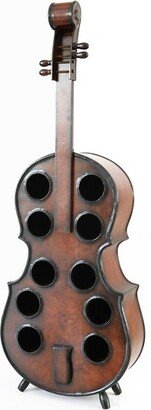 Decorative 10 Bottle Wooden Cello Shaped Wine Rack 53 Inch Floor Violin