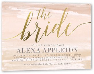 Bridal Shower Invitations: Watercolor Bride Bridal Shower Invitation, Gold Foil, Beige, 5X7, Matte, Signature Smooth Cardstock, Square