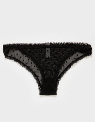 Flocked Dot Mesh Cheeky Bikini Panties