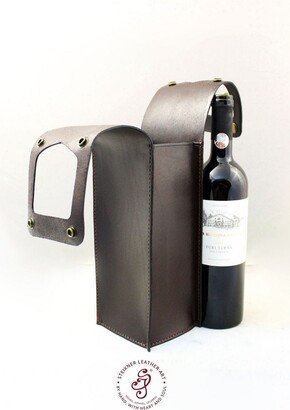 Wine Carrier Bag, Leather Wine Tote, Leather Holder, Leather Bottle Carrier, Leather Caddy Gift