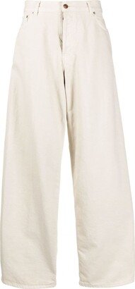 High-Waist Wide-Leg Cotton Trousers