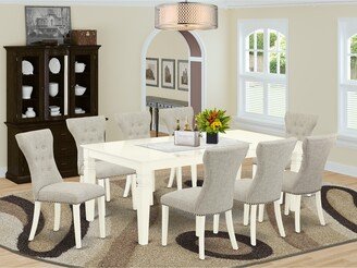 Dining Room Table Set- 8 Parson Dining Room Chairs and Butterfly Leaf Rectangle Table