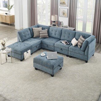 RASOO Sturdy Chenille Modular Sectional Sofa with Hidden Storage