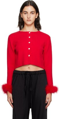 Red Cropped Cardigan