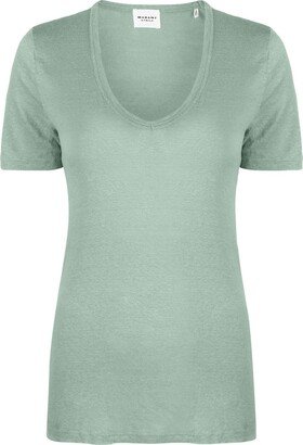 MARANT ÉTOILE scoop-neck linen T-shirt