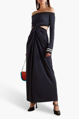 Off-the-shoulder cutout twisted jersey maxi dress