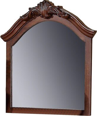 42 Inches Crowned Top Wooden Mirror, Brown