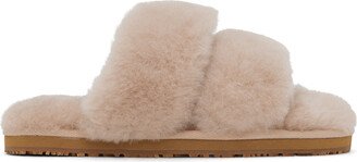 Pink 2-Stripes Shearling Slippers