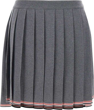 full Needle Pleated Mini Wool Blend Skirt